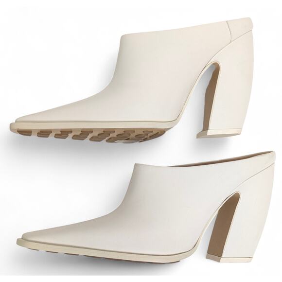 Bottega Veneta Tex Mule White IT37 US7  Sculptural Block Heel Italy NEW Rare - Picture 5 of 16